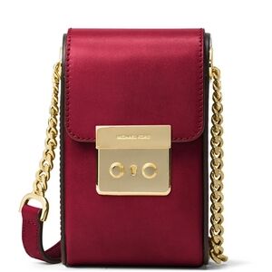 Micheal Kors Scout Camera Bag Crossbody Red Wine Leather